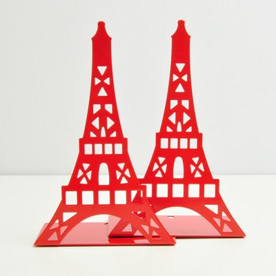 2pcs/Pair Korean Large Fashion Bookshelf Metal Bookend Eiffel Tower Desk Holder Stand For Books Organizer,White Black Red Blue
