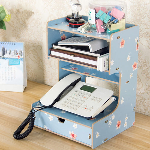 Coloffice 1PCwooden bookends 4th floor bookshelf with drawer stationery book stand Phone holder office organizer desk decoration