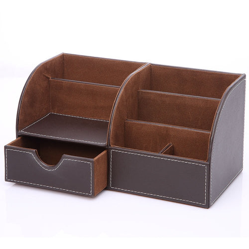 7 Storage Compartments Multifunctional PU Leather Office Desk Organizer,Business Card/Pen/Pencil/Mobile Phone /Remote Control