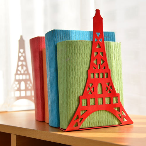2pcs/Pair Korean Large Fashion Bookshelf Metal Bookend Eiffel Tower Desk Holder Stand For Books Organizer,White Black Red Blue