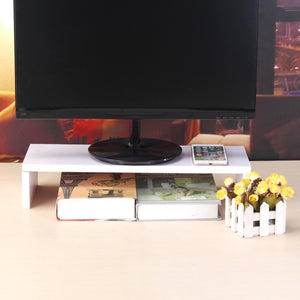 YUNAI Black White Wooden  Monitor Stand Computer Monitor Riser Wood Shelf Plinth Desk Organizer Storage Box 500x180x100mm